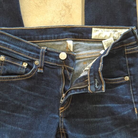Rag & Bone Low Rise Skinny Denim Jeans Dark Wash - Size 25 - Picture 6 of 9